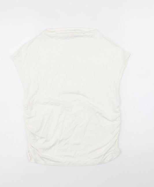 Stradivarius Womens White Viscose Basic Blouse Size XL Mock Neck