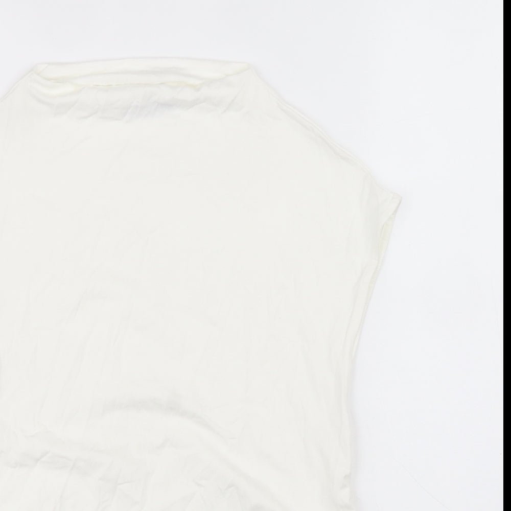 Stradivarius Womens White Viscose Basic Blouse Size XL Mock Neck