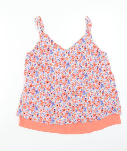 Nutmeg Womens Multicoloured Floral Viscose Basic Tank Size 10 V-Neck