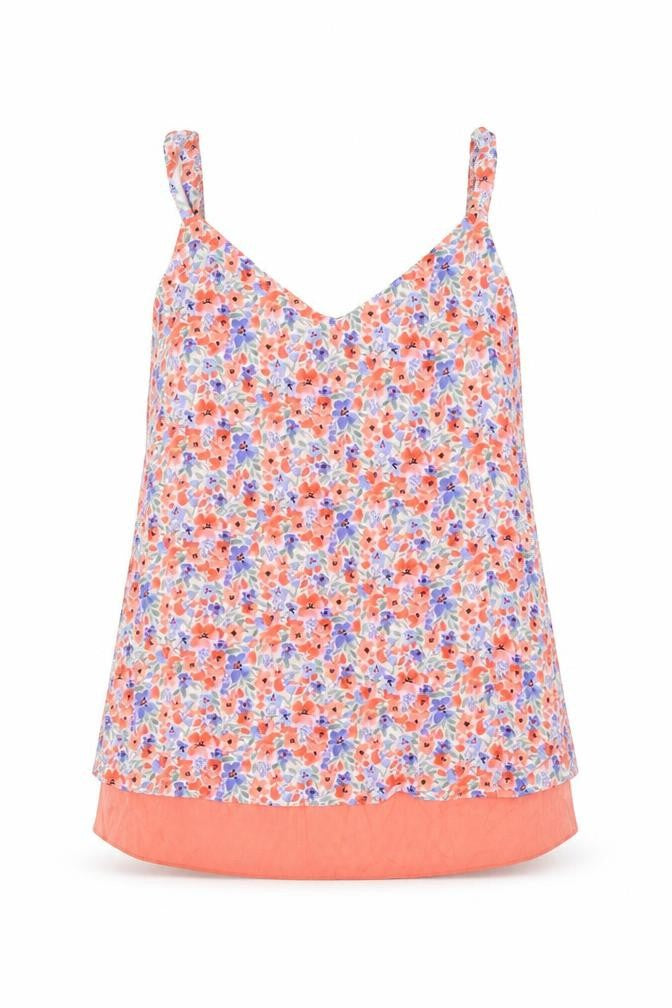 Nutmeg Womens Multicoloured Floral Viscose Basic Tank Size 10 V-Neck