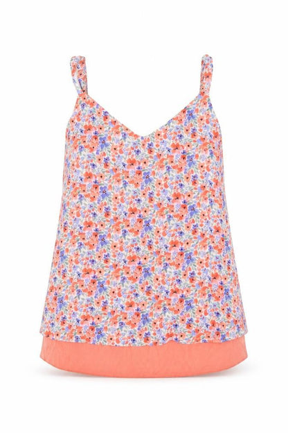 Nutmeg Womens Multicoloured Floral Viscose Basic Tank Size 10 V-Neck