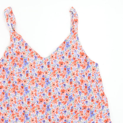 Nutmeg Womens Multicoloured Floral Viscose Basic Tank Size 10 V-Neck