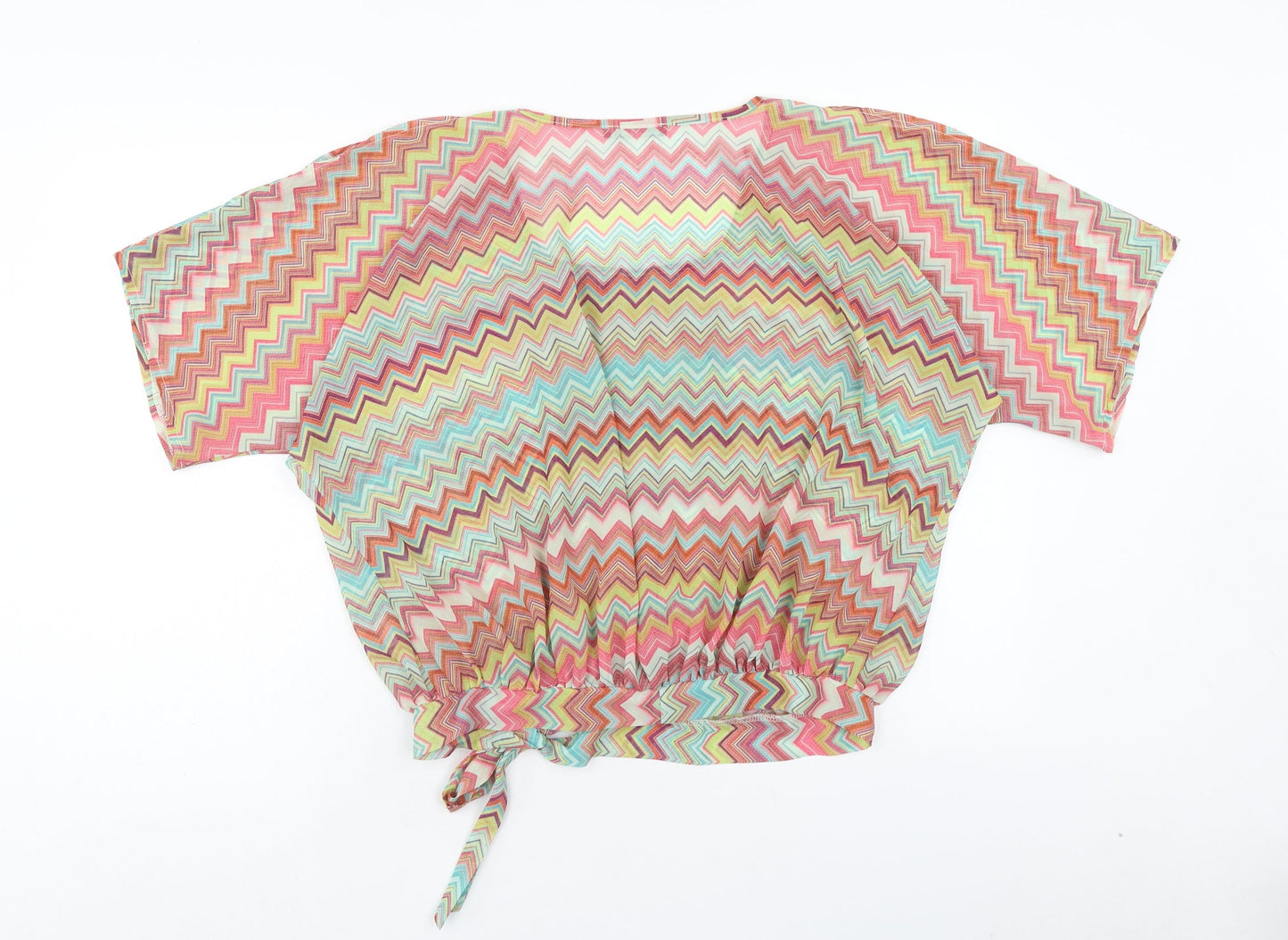 Atmosphere Womens Multicoloured Geometric Polyester Basic Blouse Size 8 Square Neck - Side Tie Detail