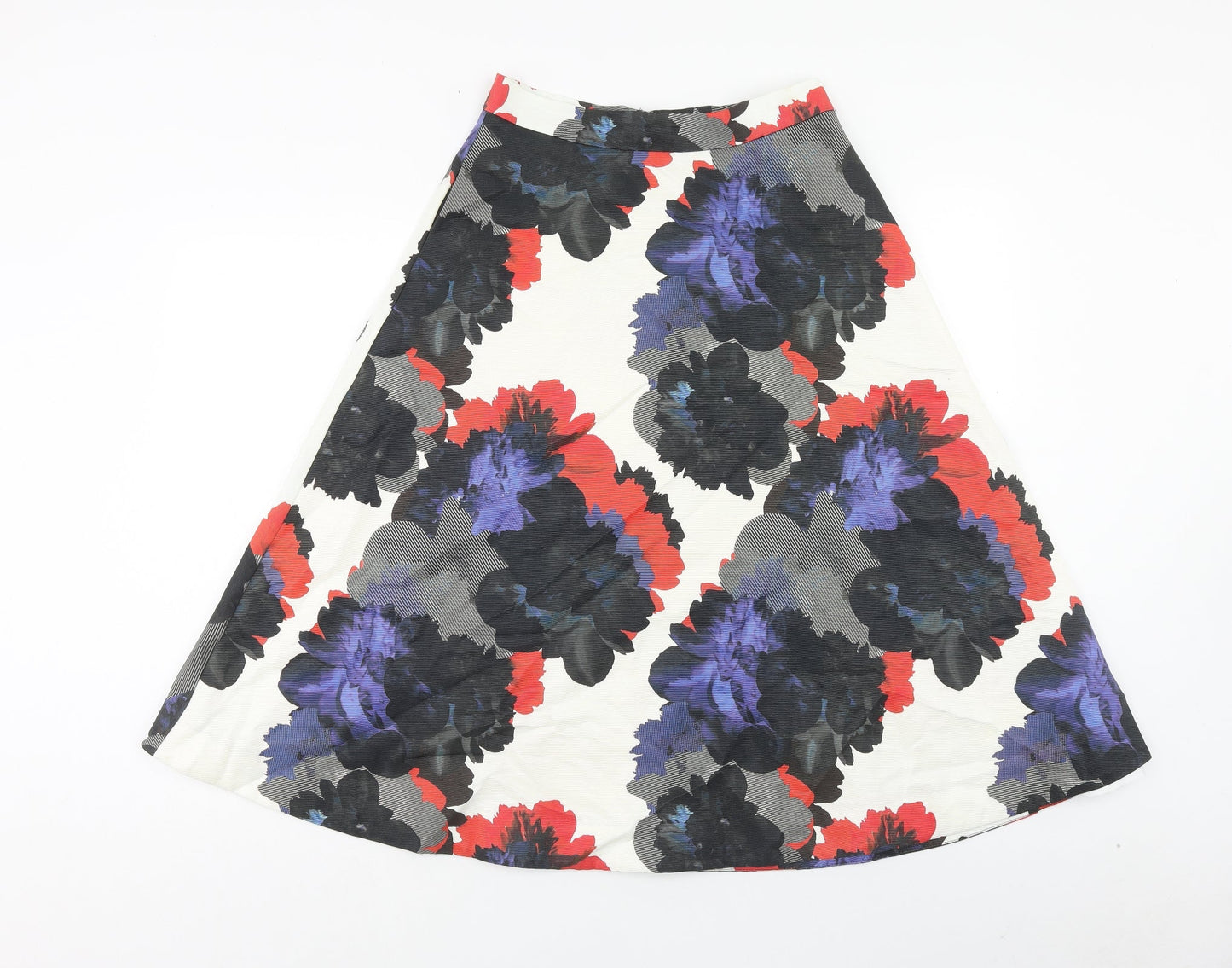 Warehouse Womens Multicoloured Floral Cotton Swing Skirt Size 10 Zip