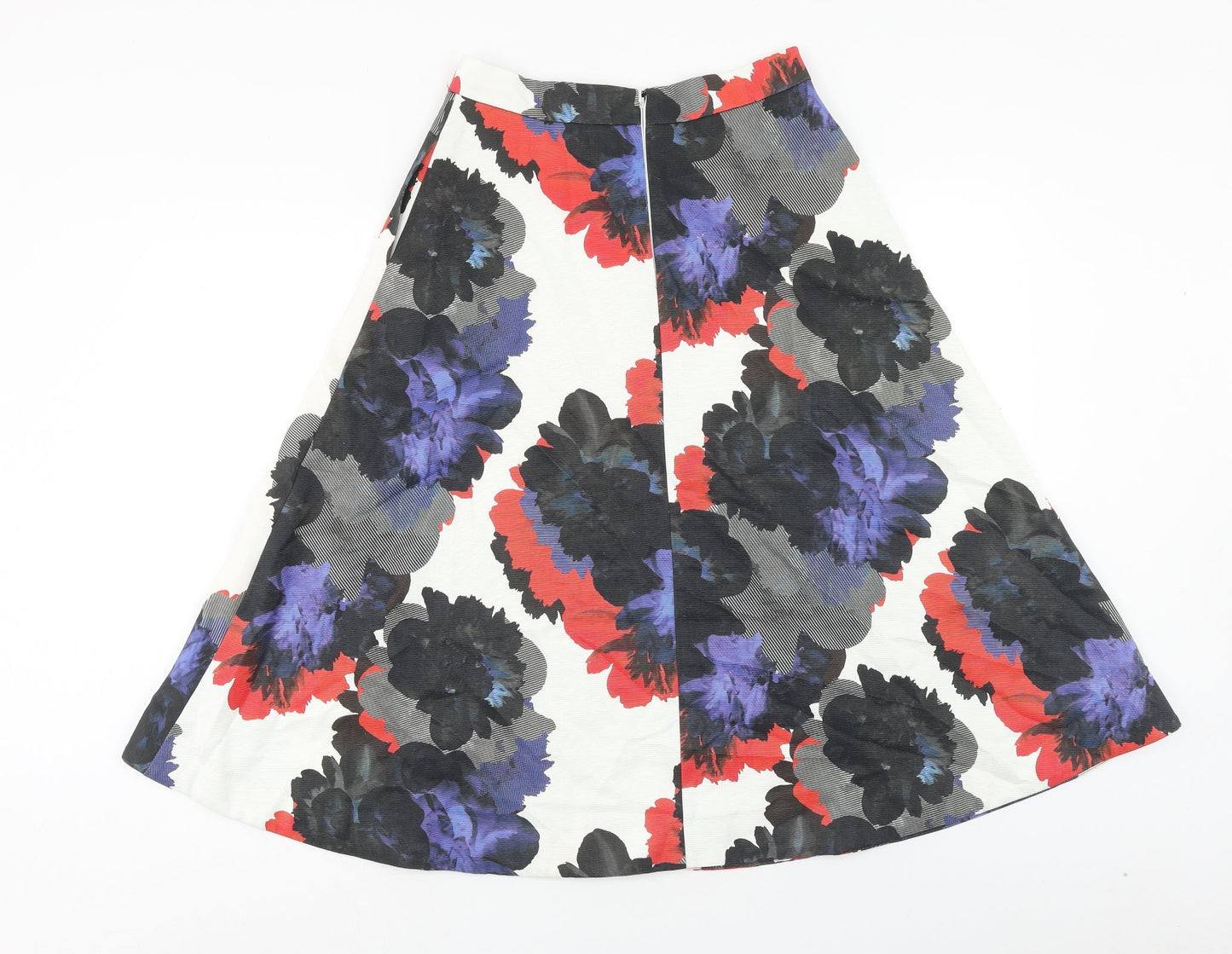 Warehouse Womens Multicoloured Floral Cotton Swing Skirt Size 10 Zip