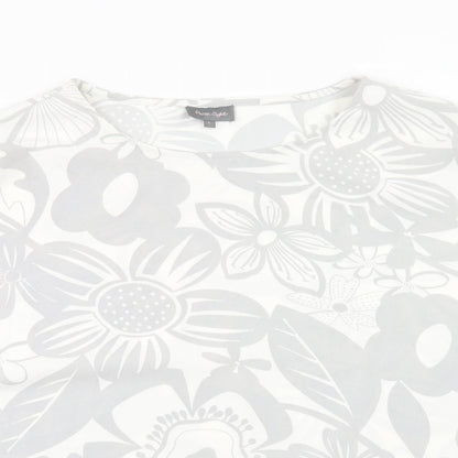 Phase Eight Womens Grey Floral Polyester Basic T-Shirt Size L Round Neck