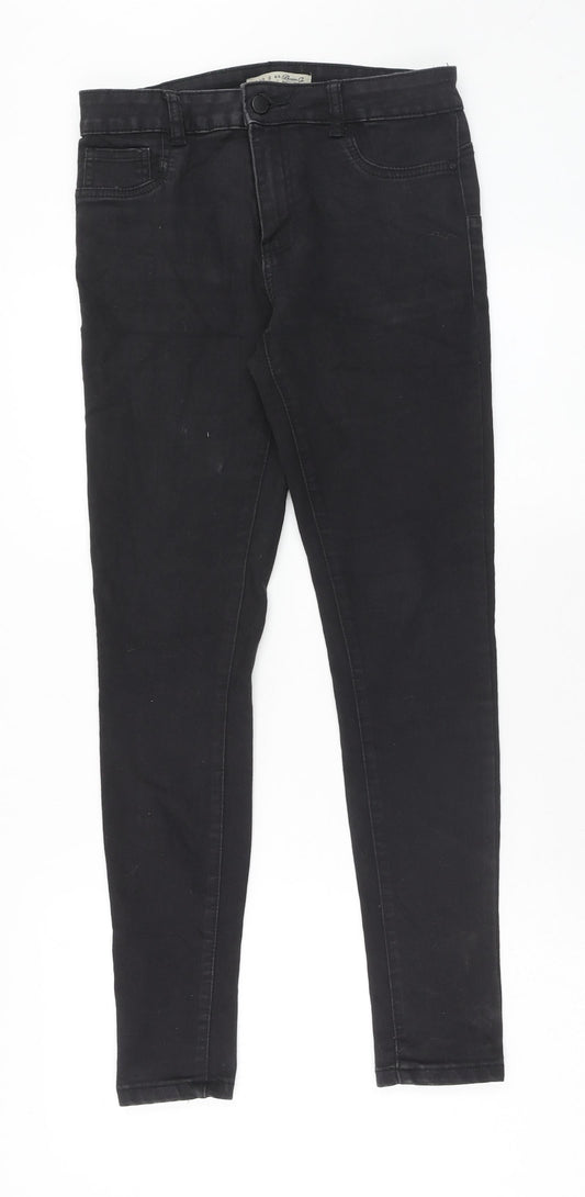 Denim & Co. Womens Black Cotton Skinny Jeans Size 12 Regular Zip
