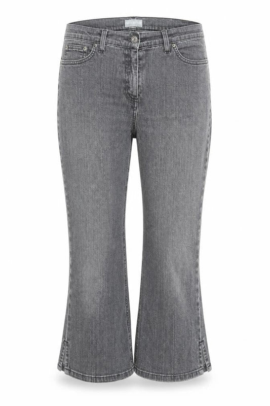 Per Una Womens Grey Cotton Straight Jeans Size 12 Regular Zip