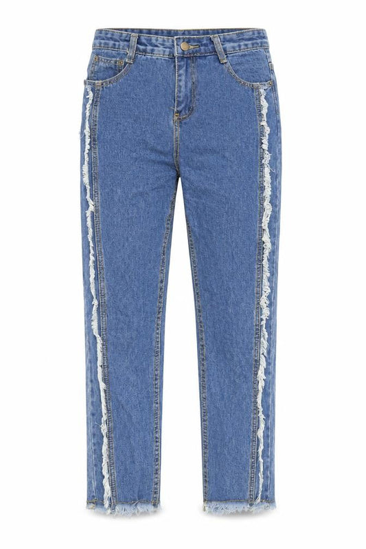Womens Blue Cotton Straight Jeans Size S Regular Zip