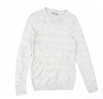 Marks & Spencer Mens Grey Round Neck Acrylic Pullover Jumper Size S Long Sleeve