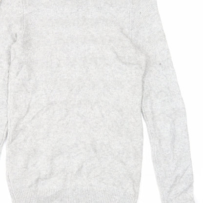 Marks & Spencer Mens Grey Round Neck Acrylic Pullover Jumper Size S Long Sleeve
