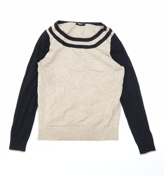 M&Co Womens Beige Scoop Neck Viscose Pullover Jumper Size 10