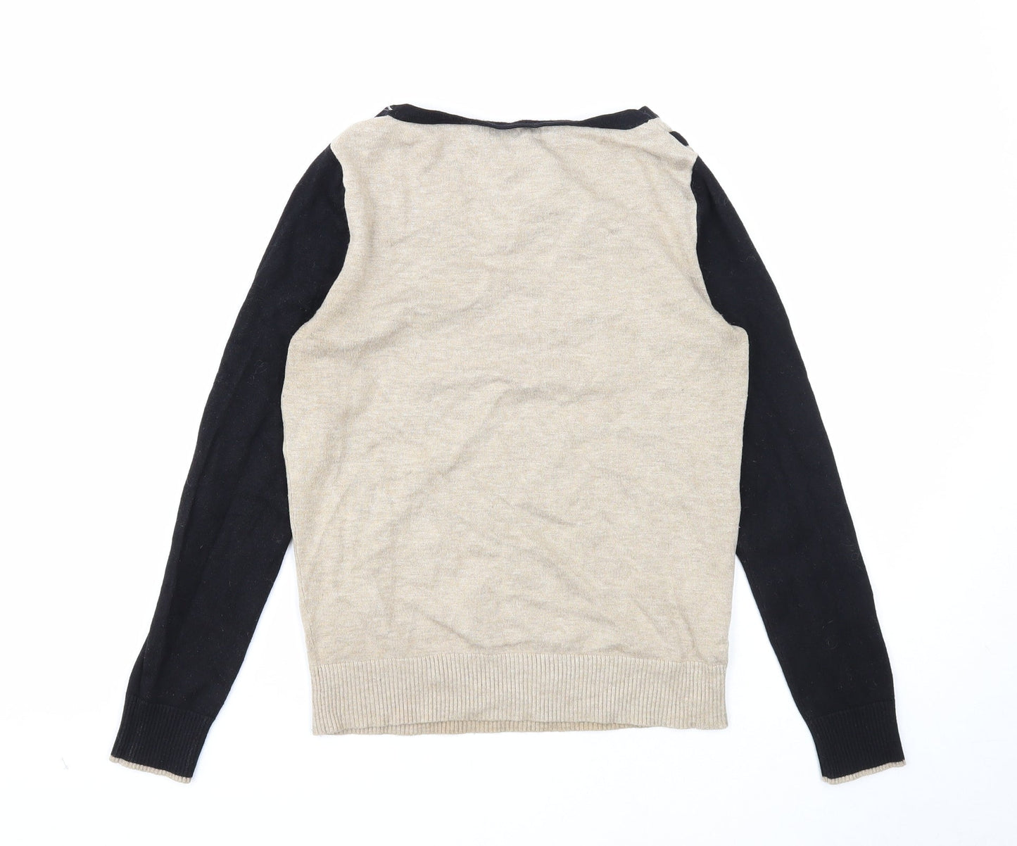 M&Co Womens Beige Scoop Neck Viscose Pullover Jumper Size 10