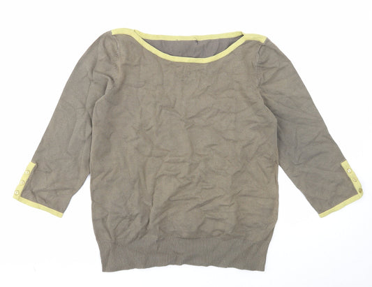 Debenhams Womens Green Boat Neck Cotton Pullover Jumper Size 14