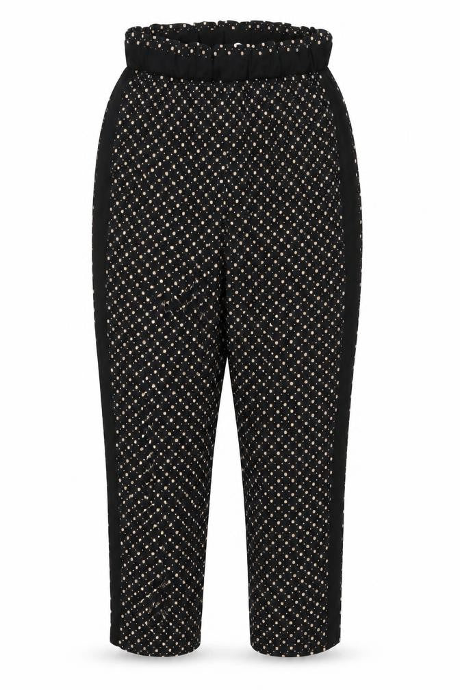 H&M Womens Black Geometric Polyester Trousers Size 8 L25 in Regular