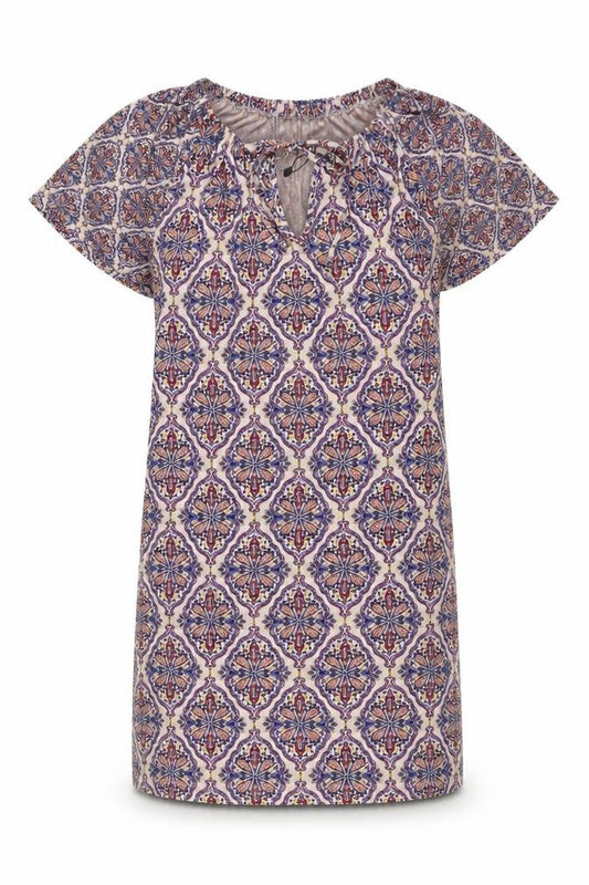 Next Womens Multicoloured Geometric Viscose Shift Size 10 Boat Neck Pullover