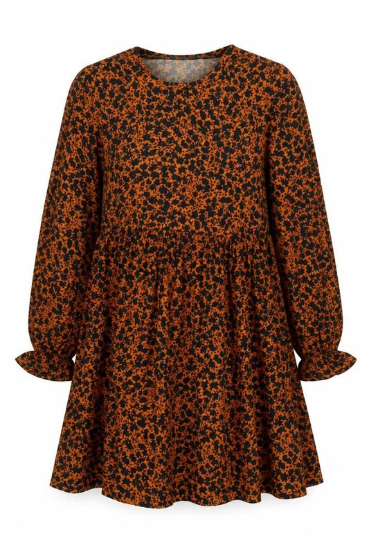 New Look Womens Brown Floral Polyester A-Line Size 4 Round Neck Pullover