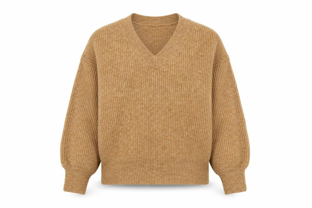 Primark Womens Brown V-Neck Acrylic Pullover Jumper Size XS