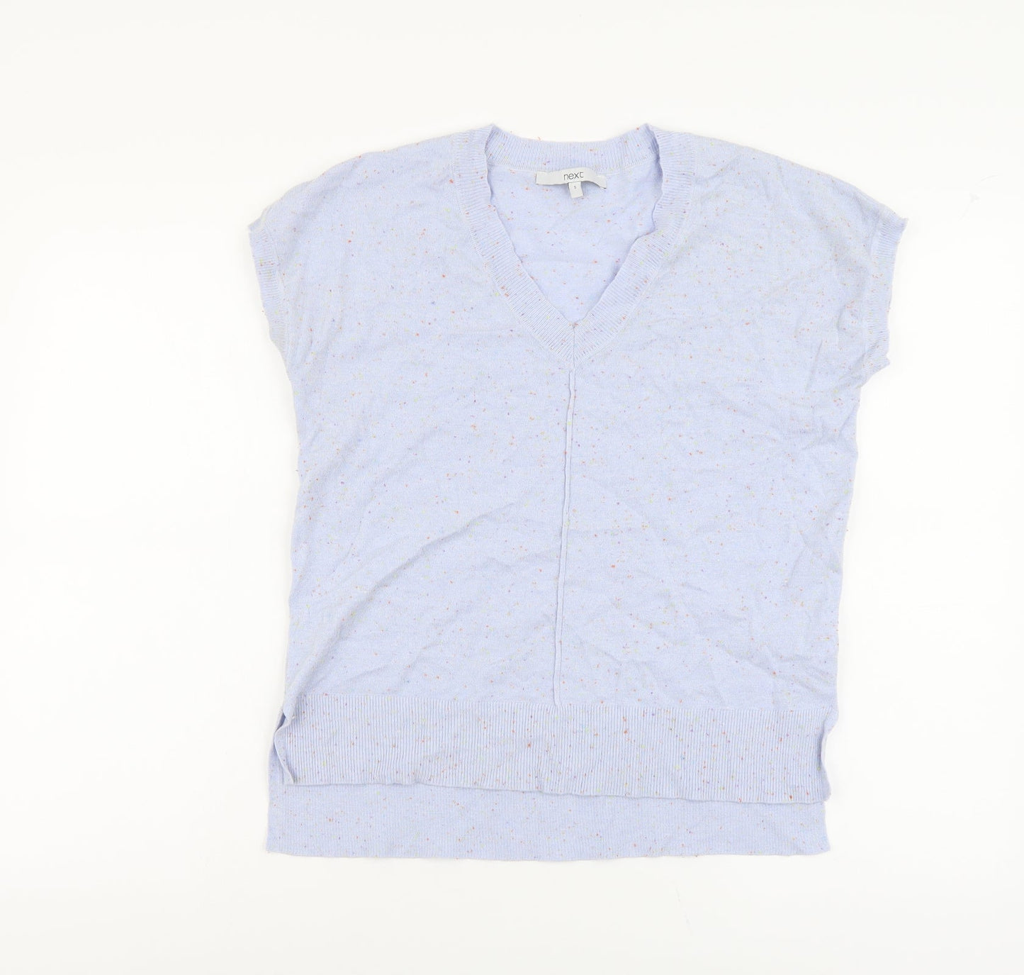 NEXT Womens Blue V-Neck Nylon Pullover Jumper Size S