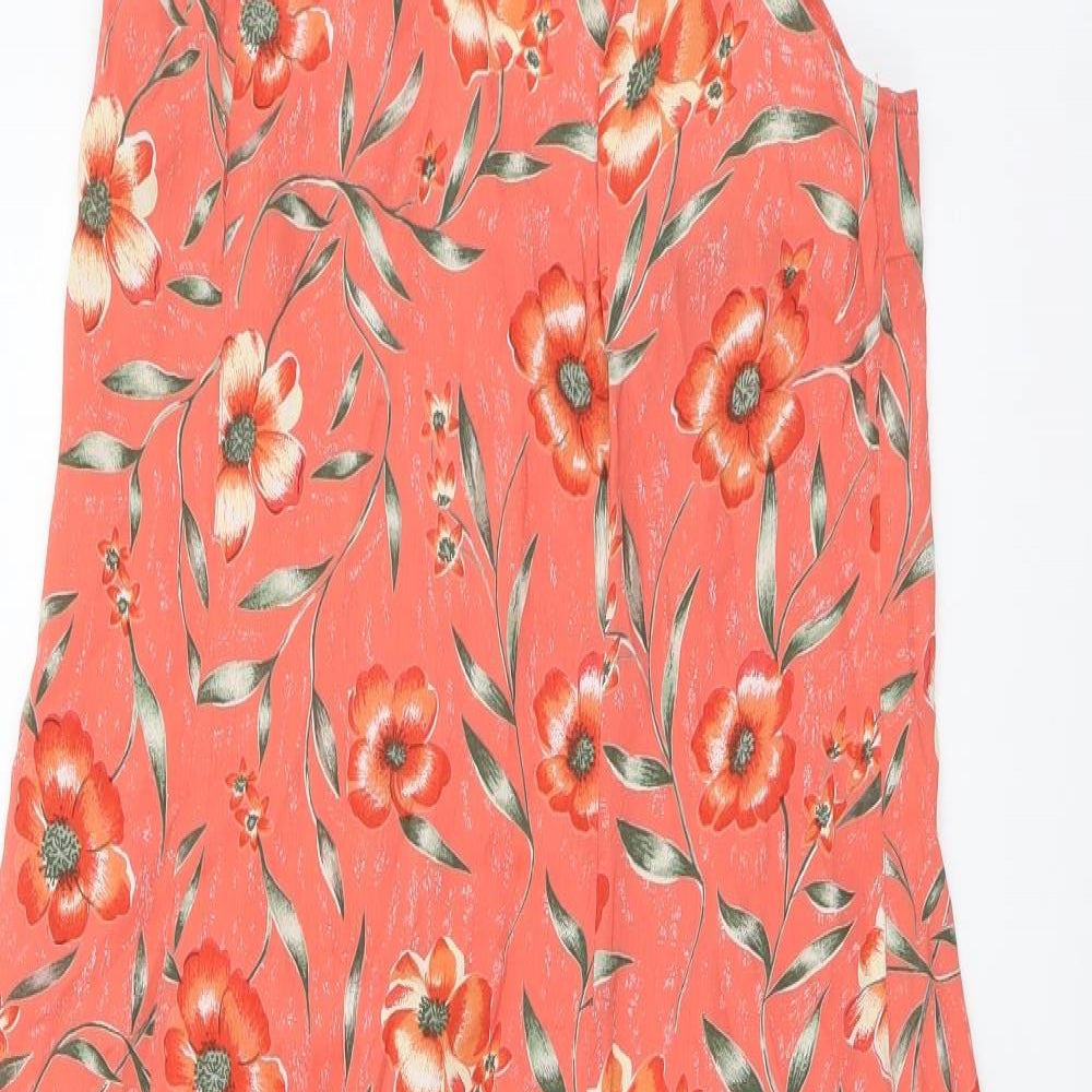 DASH Womens Orange Floral Viscose Maxi Size 10 Round Neck Zip