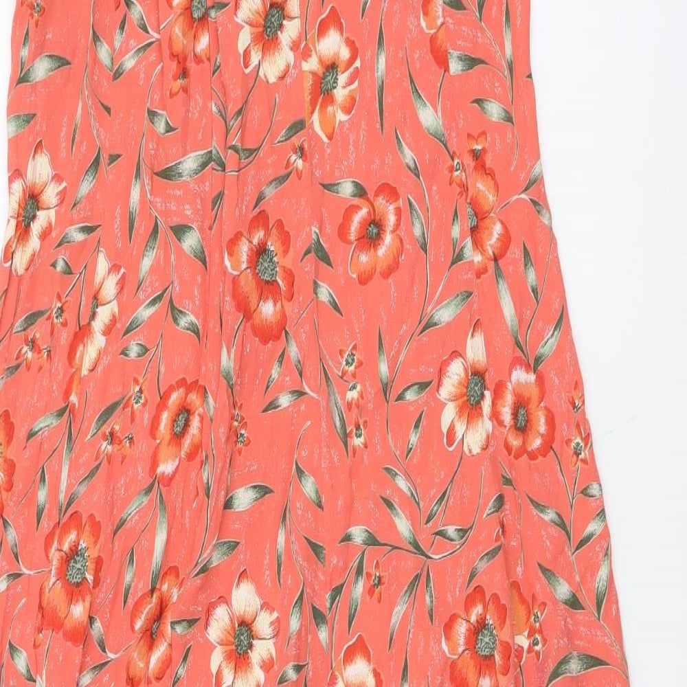 DASH Womens Orange Floral Viscose Maxi Size 10 Round Neck Zip