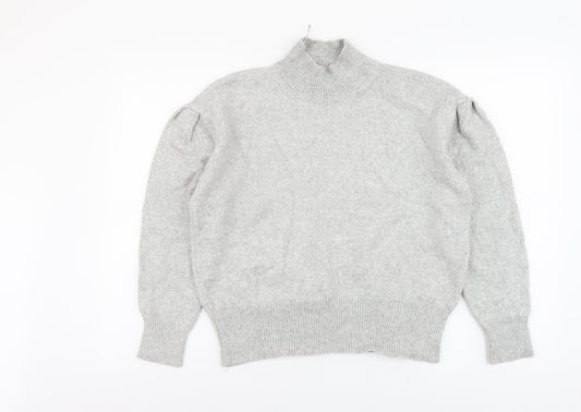 Marks and Spencer Womens Grey Mock Neck Polyester Pullover Jumper Size M