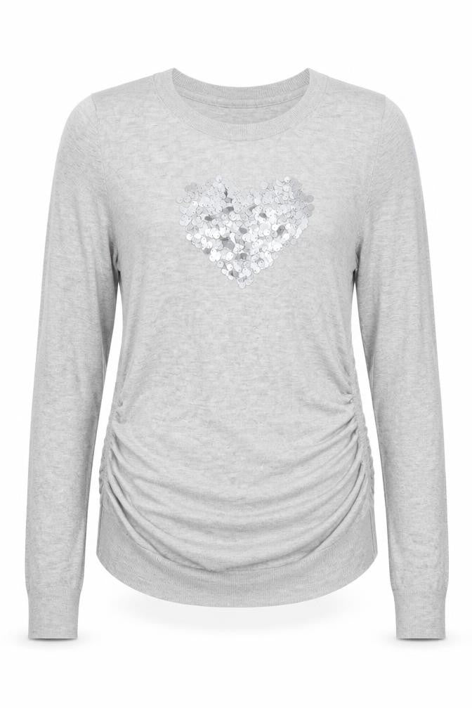 H&M Womens Grey Round Neck Acrylic Pullover Jumper Size M - Love Heart