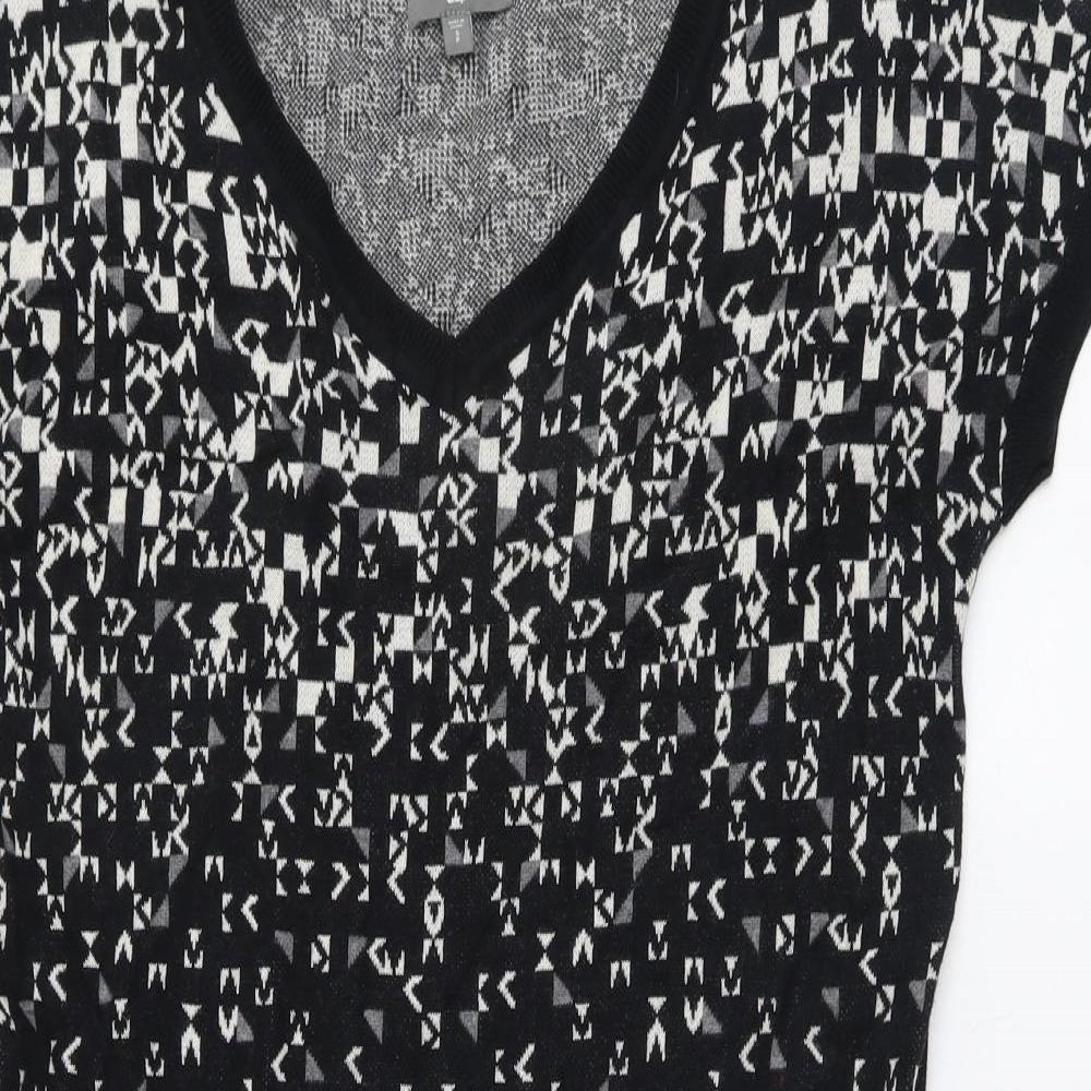 Gap Womens Black Geometric Cotton Shift Size S V-Neck Pullover