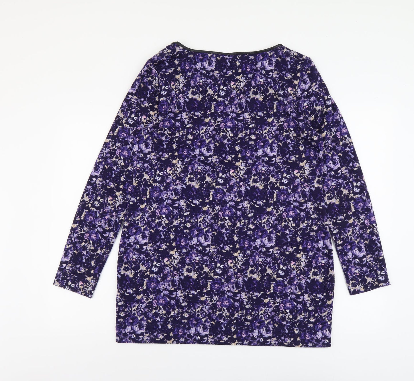 Marks and Spencer Womens Purple Round Neck Geometric Acrylic Pullover Jumper Size 14