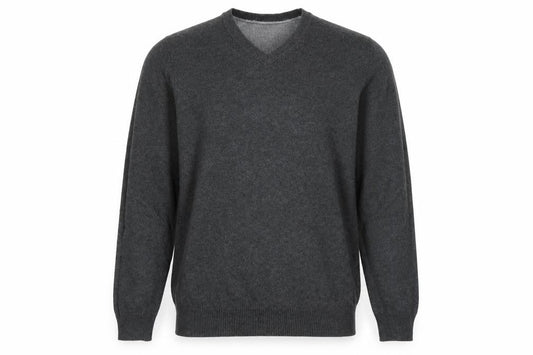 Marks & Spencer Mens Grey V-Neck Cotton Pullover Jumper Size S Long Sleeve