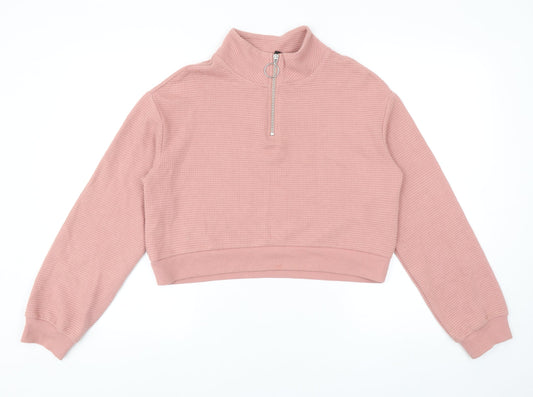 Divided by H&M Womens Pink Cotton Pullover Sweatshirt Size XS Zip