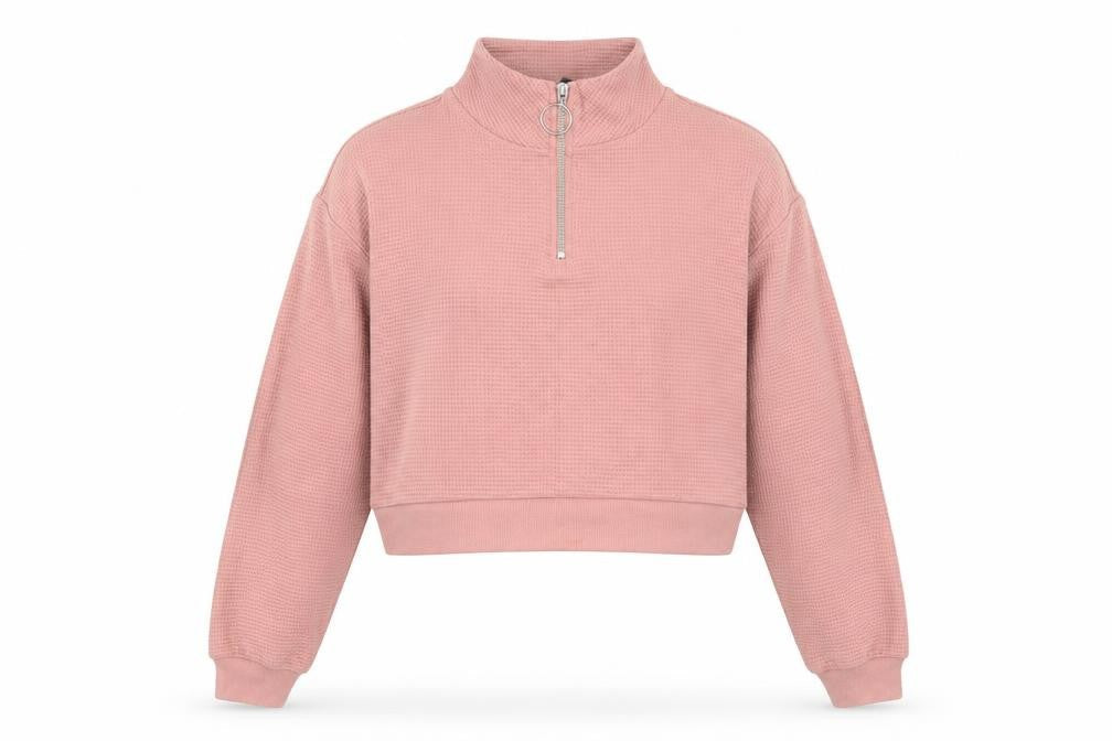 Divided by H&M Womens Pink Cotton Pullover Sweatshirt Size XS Zip