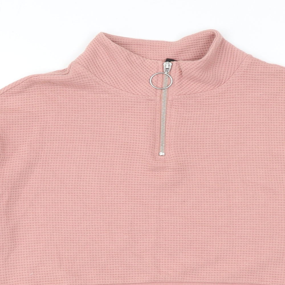 Divided by H&M Womens Pink Cotton Pullover Sweatshirt Size XS Zip