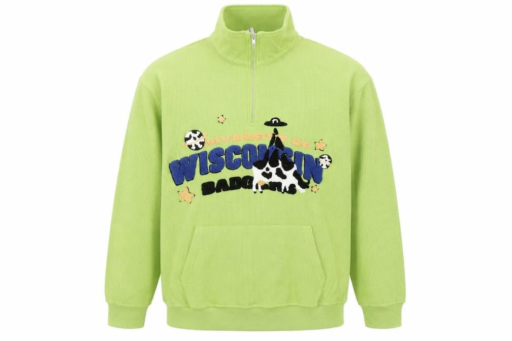 Loveheynew Womens Green Polyester Pullover Sweatshirt Size S Zip