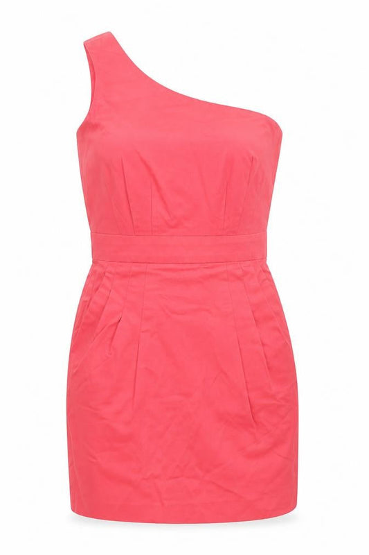 French Connection Womens Pink Cotton Bodycon Size 6 One Shoulder Zip