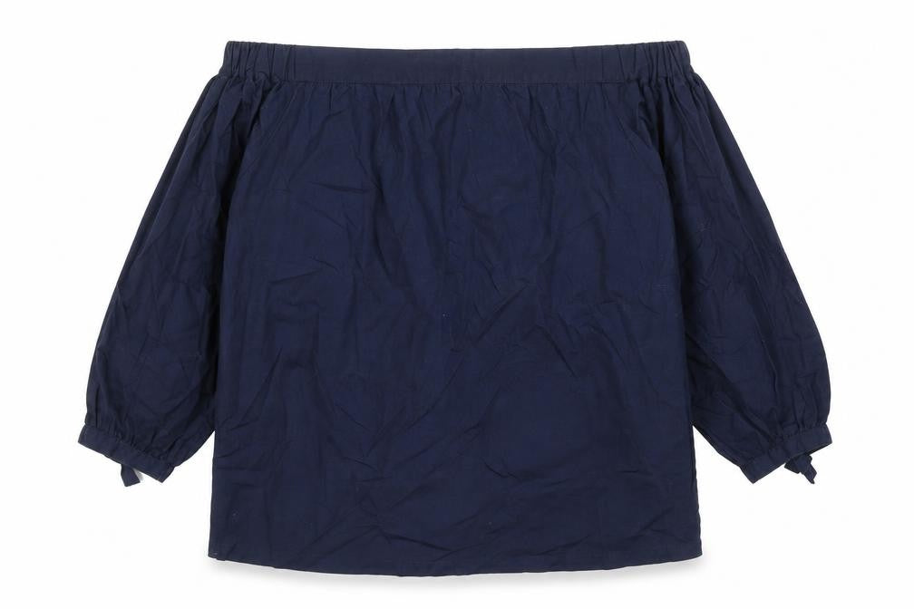 Warehouse Womens Blue Cotton Basic Blouse Size 12 Boat Neck