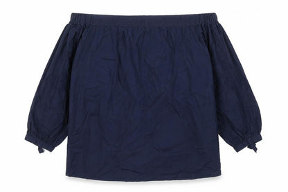 Warehouse Womens Blue Cotton Basic Blouse Size 12 Boat Neck