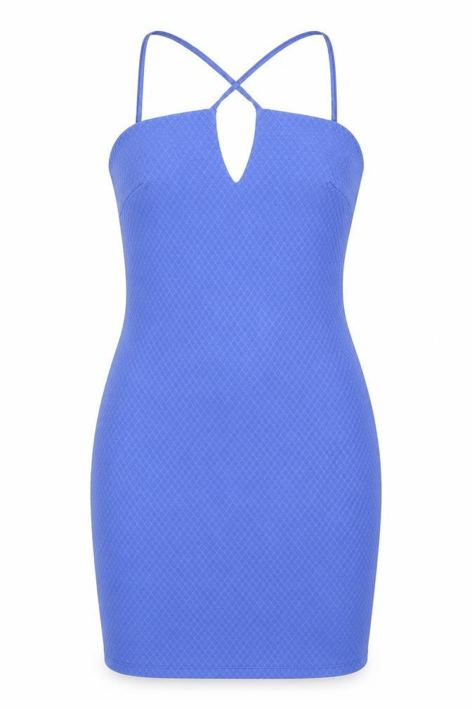 Miss Selfridge Womens Blue Polyester Bodycon Size 14 V-Neck Pullover