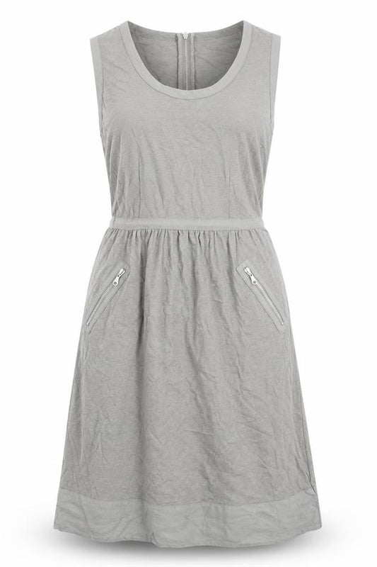 Mint Velvet Womens Green Cotton Tank Dress Size 8 Scoop Neck Zip
