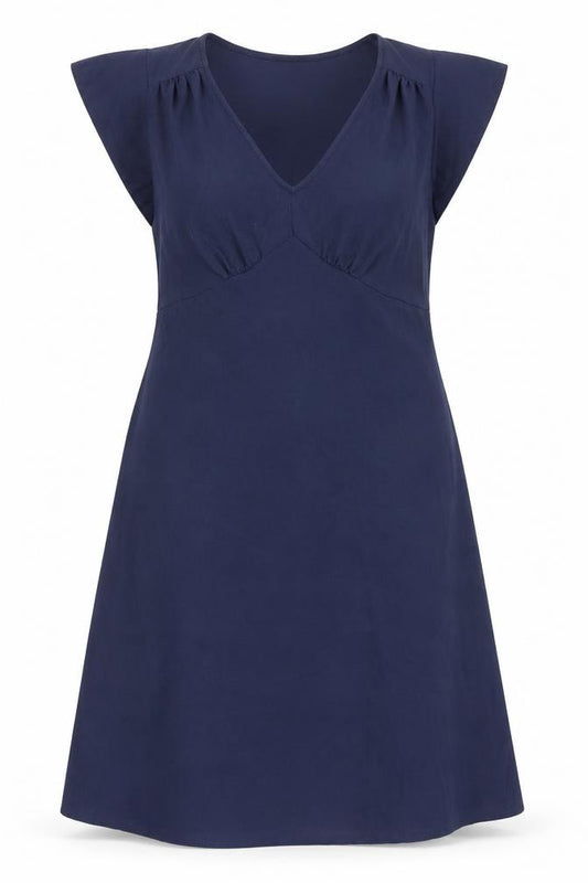 Marks and Spencer Womens Blue Herringbone Polyester A-Line Size 12 V-Neck Pullover