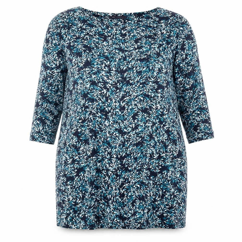 Marks & Spencer Womens Blue Boat Neck Geometric Polyester Pullover Jumper Size 16