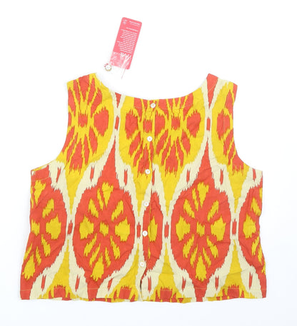 MAX Womens Multicoloured Geometric Viscose Cropped Tank Size L Boat Neck