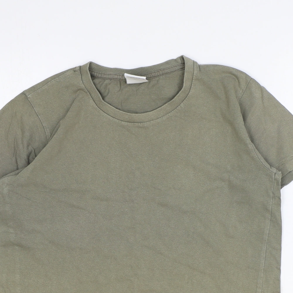 Hype Boys Green Cotton Basic T-Shirt Size 13 Years Round Neck Pullover