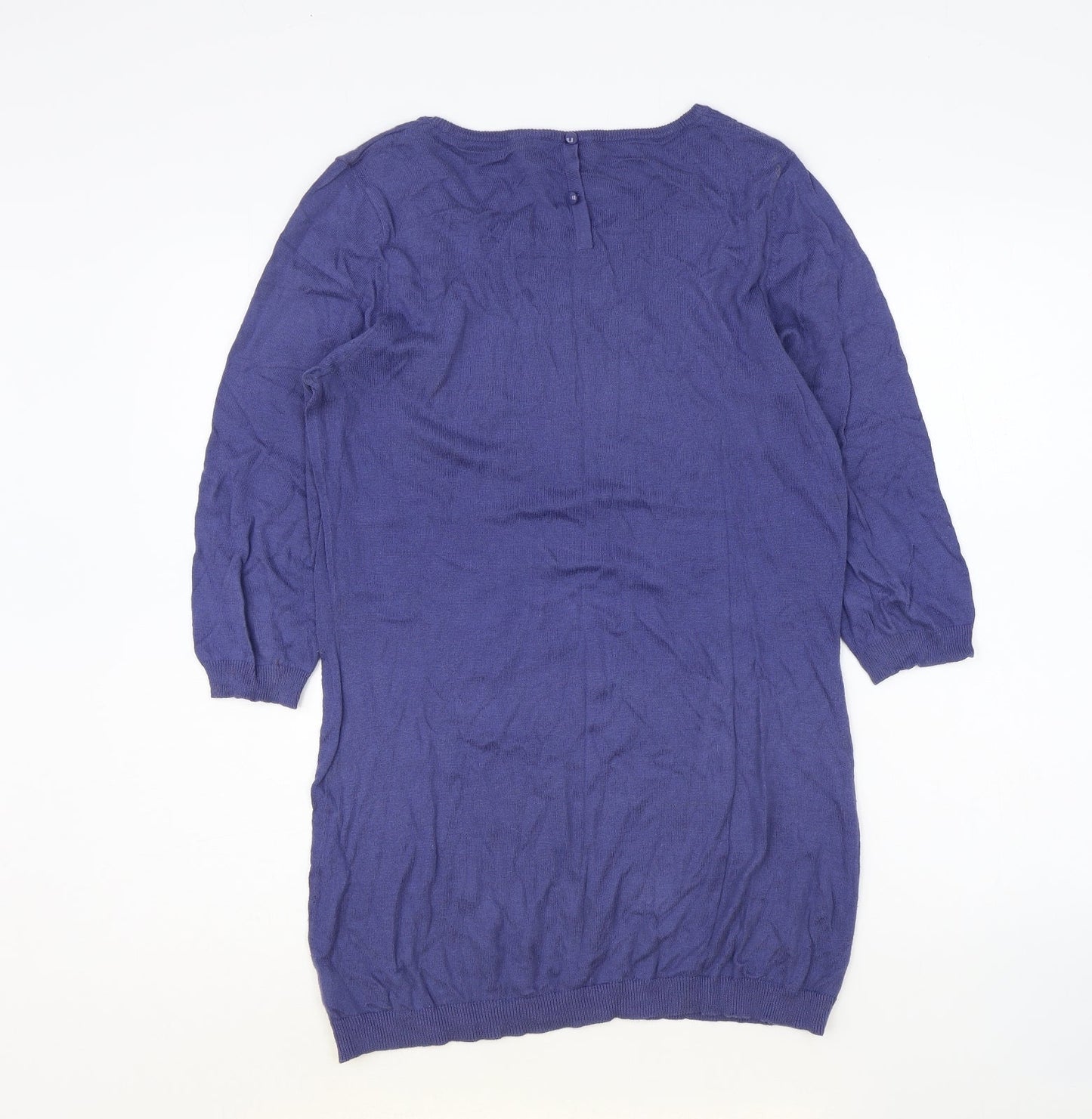 Preworn Womens Blue Scoop Neck Polyester Pullover Jumper Size 12