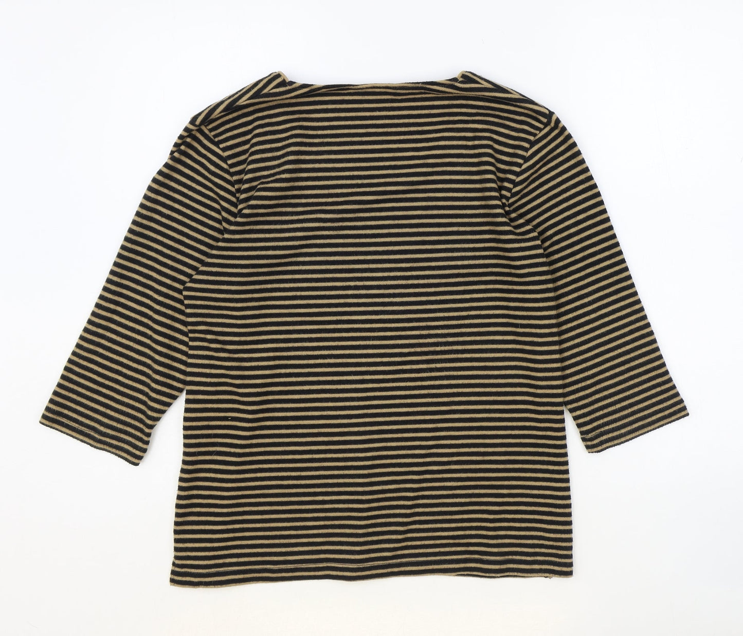 TIGI Womens Brown Striped Polyester Basic Blouse Size 12 Scoop Neck - Size 12-14