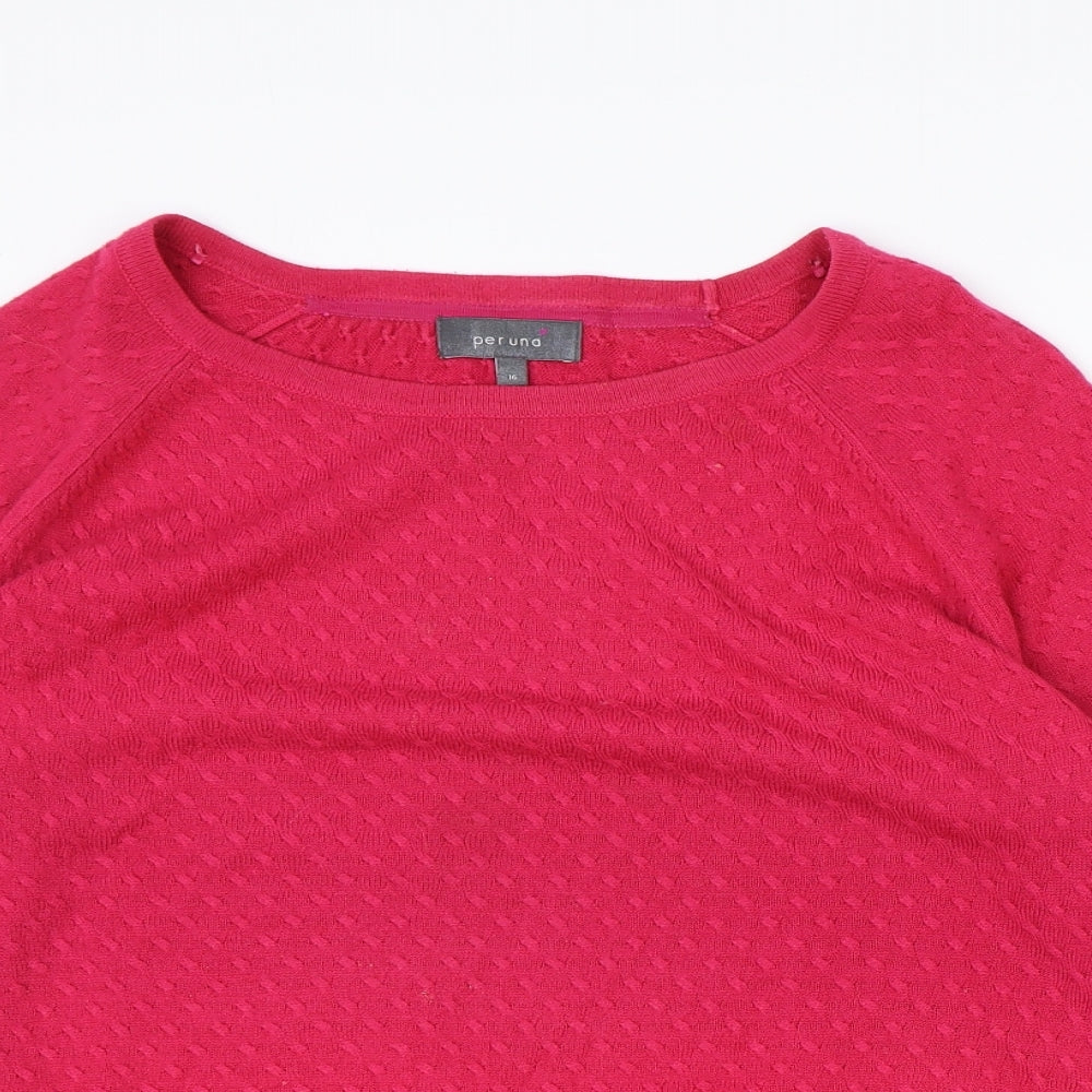 Marks and Spencer Womens Pink Scoop Neck Acrylic Pullover Jumper Size 16