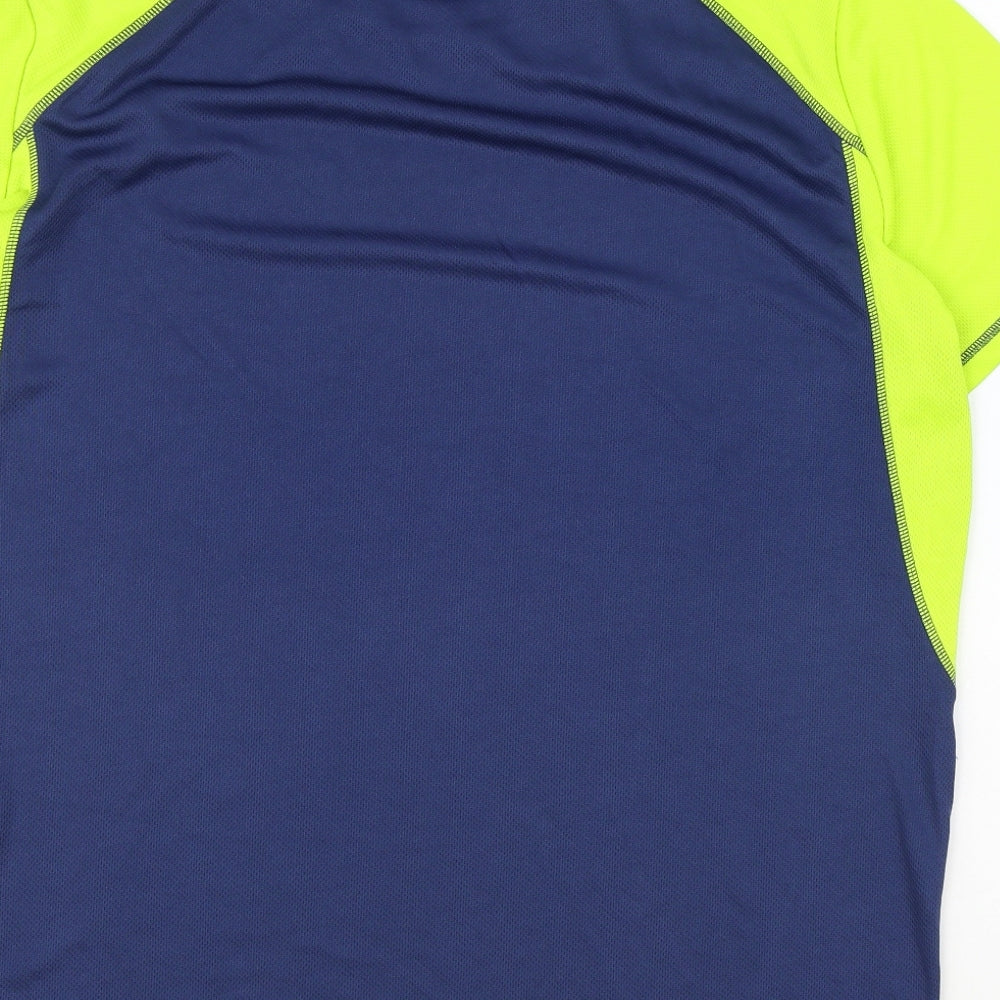 Crivit Mens Blue Colourblock Polyester T-Shirt Size 2XL Round Neck