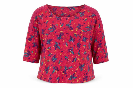 Marks and Spencer Womens Pink Floral Cotton Basic Blouse Size 14 Boat Neck