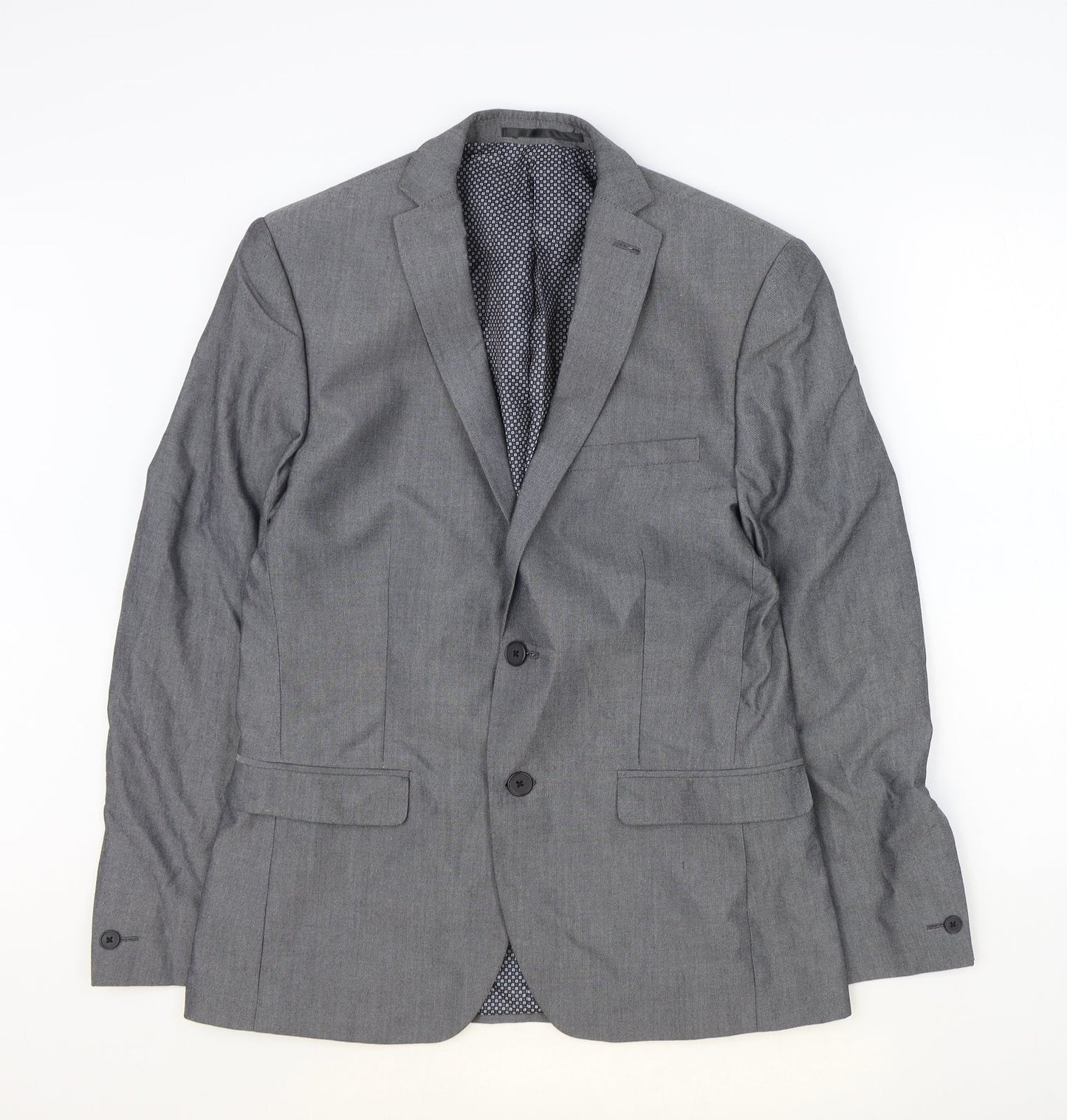 Red Herring Mens Grey Polyester Jacket Blazer Size 38 Regular