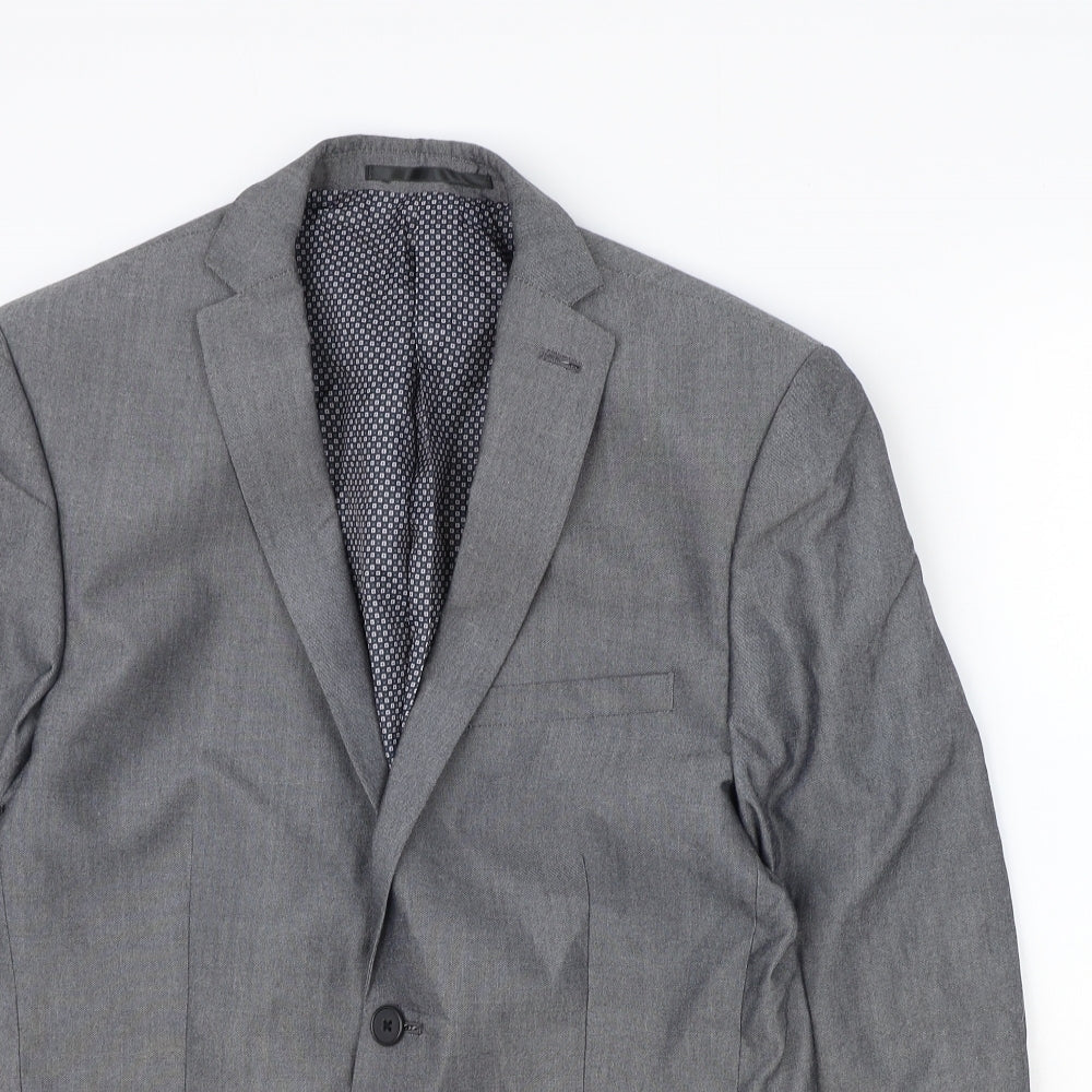 Red Herring Mens Grey Polyester Jacket Blazer Size 38 Regular